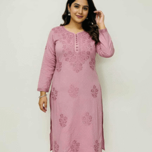 Lucknowi Chikankari Dobby Cotton Kurti Set for Women